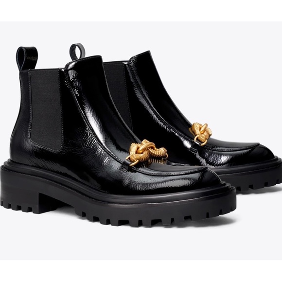 Tory Burch Jessa 45mm Lug Sole Leather Chelsea Boots Size 8 Tory Burch Jessa 45mm Lug Sole Leather Chelsea Boots Size 8